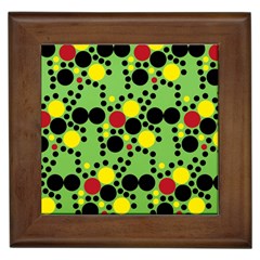 Pattern-polka Green Yelow Black Framed Tile by nateshop