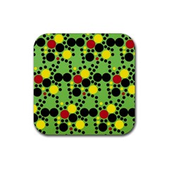 Pattern-polka Green Yelow Black Rubber Coaster (square) by nateshop