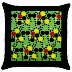 Pattern-polka Green Yelow Black Throw Pillow Case (black) by nateshop