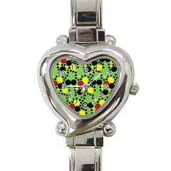 Pattern-polka Green Yelow Black Heart Italian Charm Watch