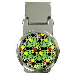 Pattern-polka Green Yelow Black Money Clip Watches by nateshop