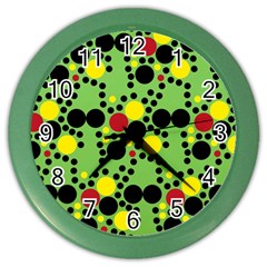 Pattern-polka Green Yelow Black Color Wall Clock by nateshop