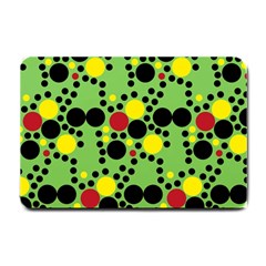 Pattern-polka Green Yelow Black Small Doormat  by nateshop