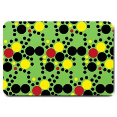 Pattern-polka Green Yelow Black Large Doormat  by nateshop