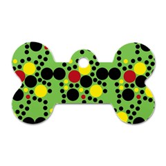 Pattern-polka Green Yelow Black Dog Tag Bone (one Side) by nateshop