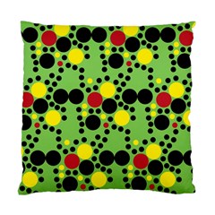 Pattern-polka Green Yelow Black Standard Cushion Case (one Side) by nateshop