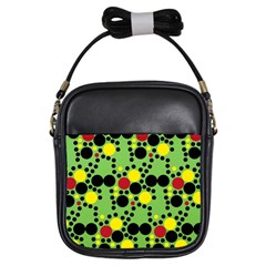 Pattern-polka Green Yelow Black Girls Sling Bag by nateshop