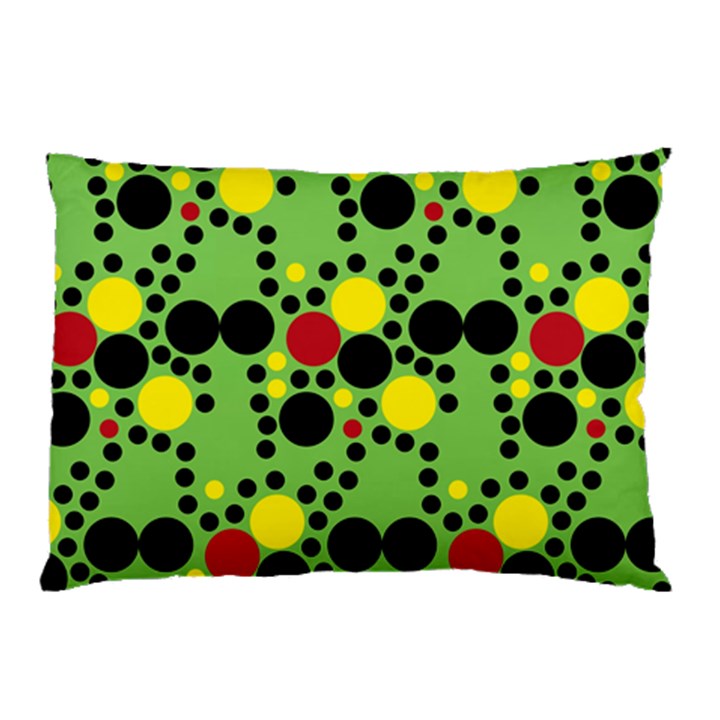 Pattern-polka Green Yelow Black Pillow Case (Two Sides)