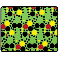 Pattern-polka Green Yelow Black Fleece Blanket (medium)  by nateshop