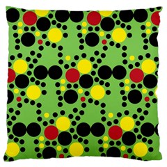 Pattern-polka Green Yelow Black Large Cushion Case (one Side) by nateshop