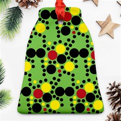 Pattern-polka Green Yelow Black Bell Ornament (two Sides) by nateshop