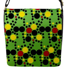 Pattern-polka Green Yelow Black Flap Closure Messenger Bag (s) by nateshop