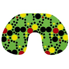 Pattern-polka Green Yelow Black Travel Neck Pillow by nateshop