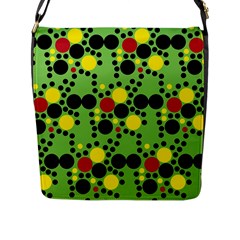 Pattern-polka Green Yelow Black Flap Closure Messenger Bag (l) by nateshop