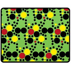 Pattern-polka Green Yelow Black Double Sided Fleece Blanket (medium)  by nateshop