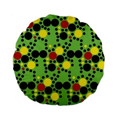 Pattern-polka Green Yelow Black Standard 15  Premium Flano Round Cushions by nateshop