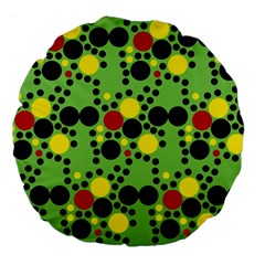 Pattern-polka Green Yelow Black Large 18  Premium Flano Round Cushions by nateshop