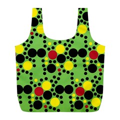 Pattern-polka Green Yelow Black Full Print Recycle Bag (l) by nateshop