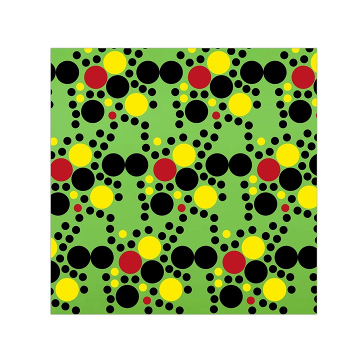 Pattern-polka Green Yelow Black Square Satin Scarf (30  x 30 )