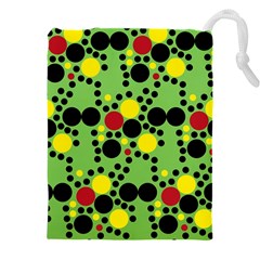 Pattern-polka Green Yelow Black Drawstring Pouch (5xl) by nateshop