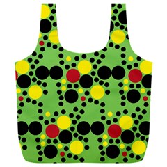 Pattern-polka Green Yelow Black Full Print Recycle Bag (xxxl) by nateshop