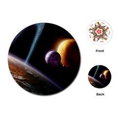 Planets In Space Playing Cards Single Design (round)