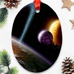 Planets In Space Oval Ornament (two Sides)