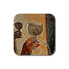 A Little Glass Of White Wine - Italian Drinks Rubber Square Coaster (4 Pack) by ConteMonfrey