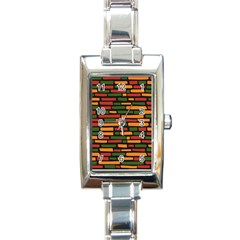 African Wall of bricks Rectangle Italian Charm Watch