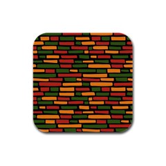 African Wall of bricks Rubber Square Coaster (4 pack)