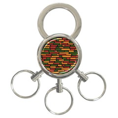 African Wall of bricks 3-Ring Key Chain