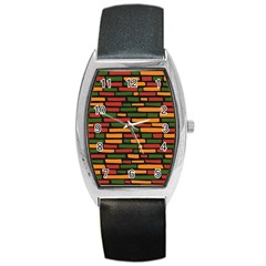 African Wall of bricks Barrel Style Metal Watch