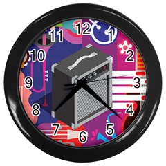 Music Abstract Background Energy Wall Clock (black) by danenraven