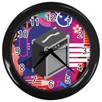 Music Abstract Background Energy Wall Clock (Black) Front