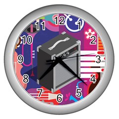 Music Abstract Background Energy Wall Clock (silver)