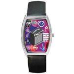 Music Abstract Background Energy Barrel Style Metal Watch Front