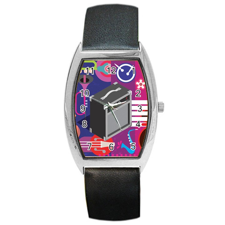 Music Abstract Background Energy Barrel Style Metal Watch