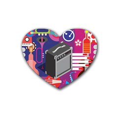 Music Abstract Background Energy Rubber Heart Coaster (4 pack)