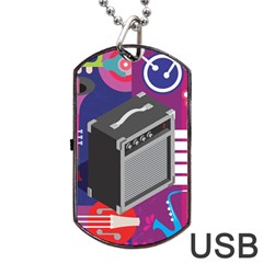 Music Abstract Background Energy Dog Tag USB Flash (Two Sides)