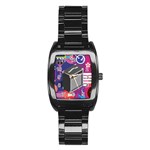 Music Abstract Background Energy Stainless Steel Barrel Watch Front