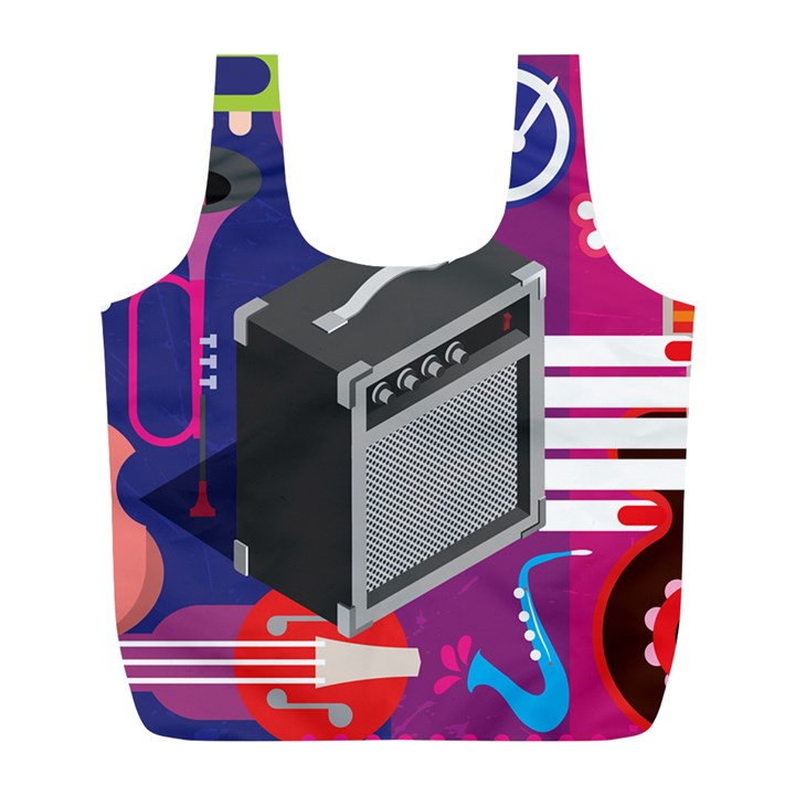 Music Abstract Background Energy Full Print Recycle Bag (L)