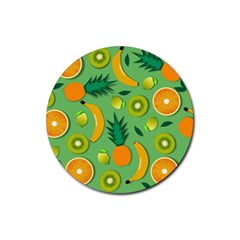 Fruit Tropical Pattern Design Art Rubber Round Coaster (4 Pack)