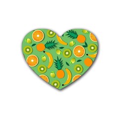 Fruit Tropical Pattern Design Art Rubber Coaster (heart) by danenraven