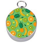 Fruit Tropical Pattern Design Art Silver Compasses Front