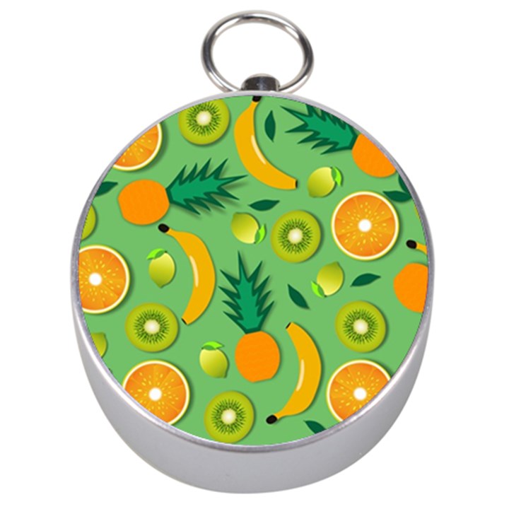 Fruit Tropical Pattern Design Art Silver Compasses