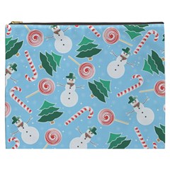 Christmas Sweets Snowman Background Cosmetic Bag (xxxl)