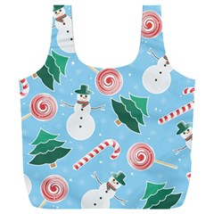 Christmas Sweets Snowman Background Full Print Recycle Bag (xxl) by danenraven