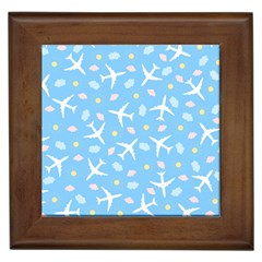 Plane Sky Background Pattern Framed Tile