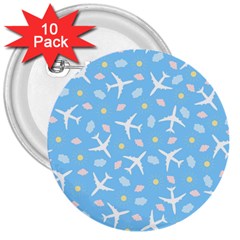 Plane Sky Background Pattern 3  Buttons (10 Pack) 