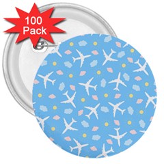 Plane Sky Background Pattern 3  Buttons (100 Pack) 